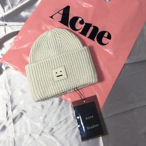 Acne Studios Beige Ribbed Beanie